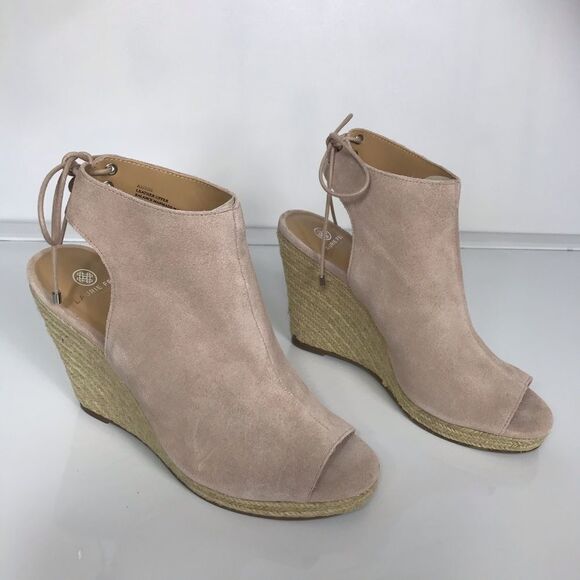 Laurie Felt Suede Peep-Toe Wedge - Picture 1 of 8